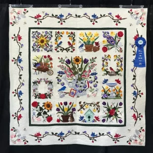 2022 FIRST PLACE-Applique by Two or More-Springtime-Inez Lange-Quilted by Larae Deats