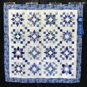 2022 FIRST PLACE-Medium Pieced by Two or More-Blue Delft-Carol Herbst-Quilted by Carol Caba