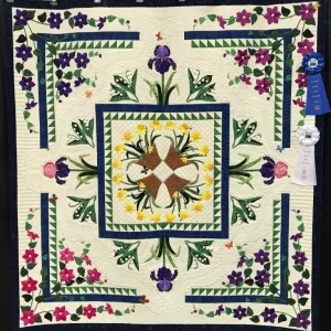 2022 THIRD PLACE:VIEWER'S CHOICE-Applique by One-Spring Explosion-Sharon Engel