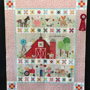 2022 SECOND PLACE-Mixed Technique by Two or More-Farm Sweet Farm-Jane Holbrook-Quilted by Pam Cope