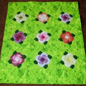 Green background flower patchwork quilt