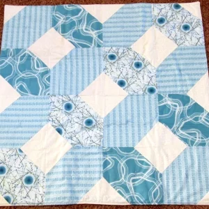 blue patchwork quilt