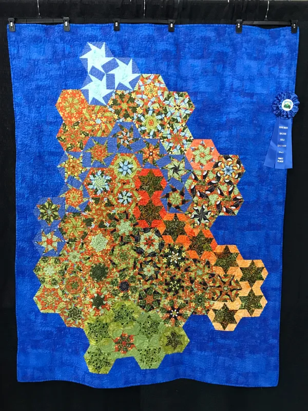 2022 FIRST PLACE-First Time Exhibitor-OBW II Island in the Sea-Sandra Sandford-Quilted by Quilt Expressions, Boise, Idaho