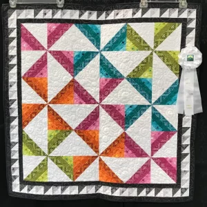 2022 THIRD PLACE -Small Pieced by Two or More-Twirly Gig-Nancy Messurij-Quilted by Beth Godderidge