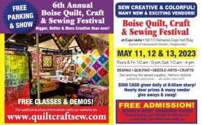 2023 Boise Quilt Craft Sewing Festival Postcard