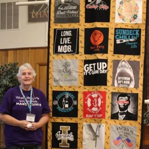 Deb Smith made this T-shirt quilt in a class at Quilt Crossing. She made the Idaho Vandal quilt for her niece.